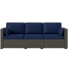 Patio Couch PE Wicker Deep Seating Outdoor Sofa with Removable Cushions, 3 Seater Rattan Sofa, Outdoor Furniture for Balcony, Deck