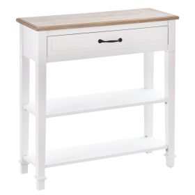 Retro Sofa Console Table White Multifunctional Hallway Entry Large Storage Durable