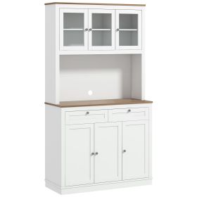 71 Kitchen Pantry Cabinet Microwave Stand 2 Drawers 4 Cabinets White