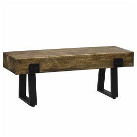 Garden Bench with Metal Legs, Rustic Wood Effect, Concrete Entryway Bench, for Patio, Park, Porch, Lawn, Natural/Black