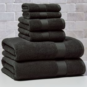 Signature Soft Solid Cotton 6 Piece Bath Towel Set,Rich Black