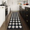 Washable Black and White Kitchen Runner Rug, 2x5 Soft Non Slip Laundry Room Rug Bathroom Runner Rugs with Rubber Backing