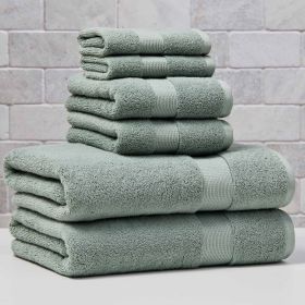 Signature Soft Solid Cotton 6 Piece Bath Towel Set,Green River
