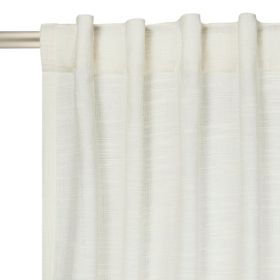 Textured Solid Chenille Blackout Single Curtain Panel, Ivory, 50"W x 95"L