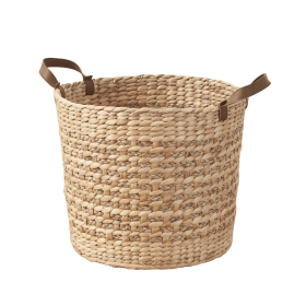 Water Hyacinth Woven Round Multi Use 16" Storage Basket - Natural Brown