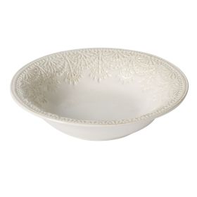 Vintage Lace Stoneware Bowl, Linen