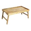 Acacia Wood Rectangular Bed Tray with Stand in Natural Finish Brown, One Size