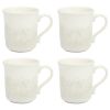 Vintage Lace Ceramic Mug Set, Linen, 4-Pack