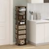 Compact 9-Tier Vertical Space Saving Free Standing Corner Shelf, Display Rack, Amber Pine