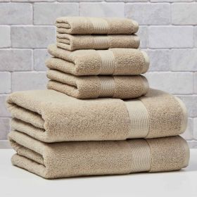 Signature Soft Solid Cotton 6 Piece Bath Towel Set,Almond Biscuit