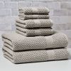 Signature Soft Cotton Popcorn Textured 6 Piece Bath Towel Set,Soft Silver