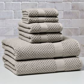 Signature Soft Cotton Popcorn Textured 6 Piece Bath Towel Set,Soft Silver