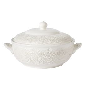 Vintage Lace Stoneware Tureen, Linen