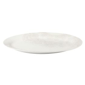 Vintage Lace 20-inch Stoneware Oval Serving Tray Platter, White