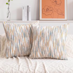 Boho Couch Throw Pillow Covers 18x18 Inch Set of 2 Yellow Brown Striped Decorative Pillow Covers Chenille Accent Pillowcase Farmhouse Cushion Covers f