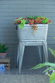 20.5x20.5x21" Large Perryman Galvanized Tub On Stand, for Plant Pot/Planter/ Metal Ice Buckets