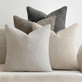 Pack of 4 Couch Throw Pillow Covers 18x18 Inch Neutral Soft Decorative Chenille Pillow Covers Farmhouse Boho Cushion Covers for Mid Century Modern Hom