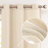 Linen Textured Curtains 84 inches Beige Bedroom Living Room Window Curtain Set Light Filtering Drapes Grommet Top 2 Panels