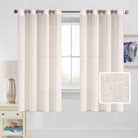 Kitchen Curtains - linen Curtains 63 inches Long for Bedroom Window Treatments for Living Room / Rich Linen Curtain Panels and Drapes, Natural