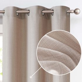 Linen Textured Curtains 84 inches Taupe Bedroom Living Room Window Curtain Set Light Filtering Drapes Grommet Top 2 Panels