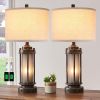 Set of 2 Farmhouse Lamps for Living Room, Rustic Vintage Bedroom Nightstand Table Lamp