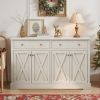 Vintage White Sideboard with Two Drawers and Four Doors for Living Room, Bedroom, and Kitchen, Room Storage Cabinet, Vintage White