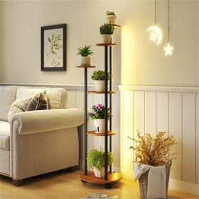 6-Tier Plant Stand with RGB Light Strip, Smart APP & Remote Control Plant Shelf for Home Decor-Natural