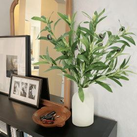 Olive Artificial Plants in Vases, Fake Olive Plants Greenery Branches with Olive Fruits for Indoor Office Table