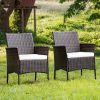 2 Pieces Outdoor PE Rattan Armchairs with Removable Cushions