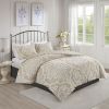 3 piece Tufted Cotton Chenille Damask Comforter Set