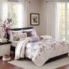 6 Piece Printed Quilt Set with Throw Pillows Taupe King/Cal King