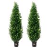 VEVOR Artificial Cedar Topiary Tree, 60 inch Tall (2 Pieces), with Extra Leaves & Pot Faux Evergreen Fake Pine Cypress Trees Plant