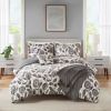 5-Piece Grey Cozy Plush Comforter Set, Full/Queen