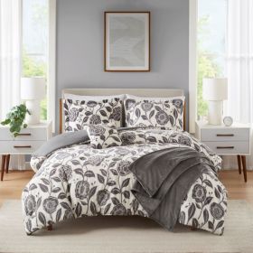 5-Piece Grey Cozy Plush Comforter Set, Full/Queen