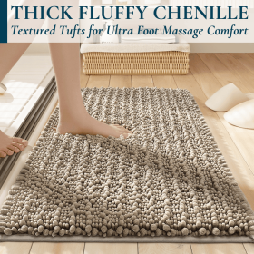 ComfiTime Bathroom Rugs, 20 x 24 in, 2000GSM Thick Slip-Resistant Chenille Bath Mat for Tub, Shower Bathroom Floor, Machine Washable, Ultra Absorbent