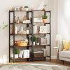 5-Tier Industrial Bookshelf Display Storage Rack with Metal Frame