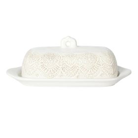 Vintage Lace Butter Dish, Rustic Kitchen Organizer or Storage Accessory, Perfect for Farmhouse Kitchen Decor