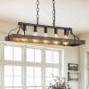 34-Inch Black Gold Vintage Pendant Light, 5 E26 Bulb Sockets, Adjustable Chain Height â€“ Antique Style Chandelier for Dining Room, Kitchen