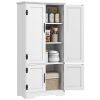64" Tall Kitchen Pantry Cabinet with Motion Sensor Light, Spice Racks and Adjustable Shelves, White