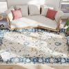 Machine Washable Area Rug 8x10, Non-Slip Boho Floral Print Floor Carpet for Living Room, Bedroom, Dining Room, Blue