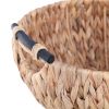 (4 pack)Natural Woven Water Hyacinth Decorative Bowl with Wooden Handles