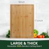 Bamboo Cutting Boards for Kitchen, Extra Large Wood Cutting Board with Deep Juice Groove and Handle Heavy Duty Chopping board, Kikcoin, 17.6" x 12
