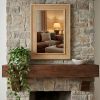 Natural Wood Color 24"x36" Rattan Rectangle Solid Wood Frame Decorative Mirror,For Farmhouse,Bathroom,Home Decor,Entryway