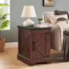 Farmhouse end table Nightstand Rectangular Farmhouse End Table with Barn Door and Adjustable Storage Shelf, Rustic Sofa Side Table for Living Room