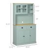 71" Freestanding Kitchen Pantry Modern Storage Cabinet Microwave Stand with Drawers Glass Doors Adjustable Shelves Home Solutions