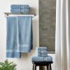 Signature Soft Solid Cotton 6 Piece Bath Towel Set,Blue Silver