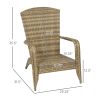 Patio Adirondack Chair with Rattan Wicker, Soft Cushions, Tall Curved Backrest for Deck or Garden, Sky Blue
