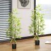 Set of 2 4ft Artificial Tree, Indoor Fake Bamboo with Pot, for Home Office Living Room Decor