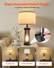 VEVOR Table Lamps Set of 2, Dimmable Farmhouse Bedside Nightstand Lamps, Vintage Lamp with LED Bulb and Linen Shades