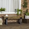 Garden Bench with Metal Legs, Rustic Wood Effect, Concrete Entryway Bench, for Patio, Park, Porch, Lawn, Natural/Black